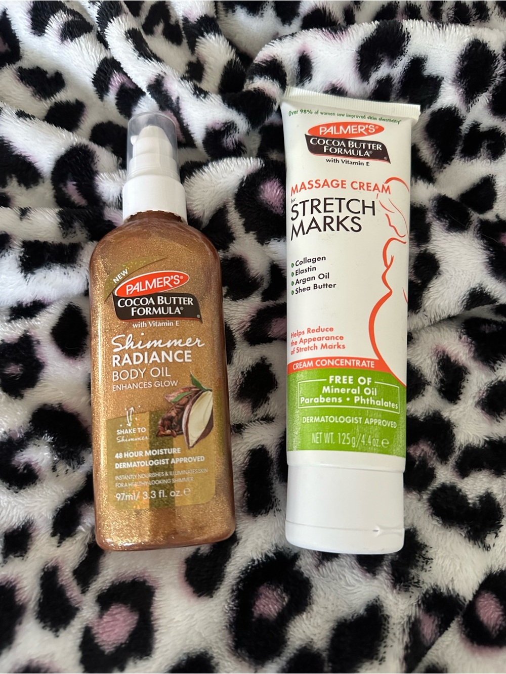 Palmers Bundle Set Of 2 Shimmer Radiance Body Oil Stretch Mark Cream New